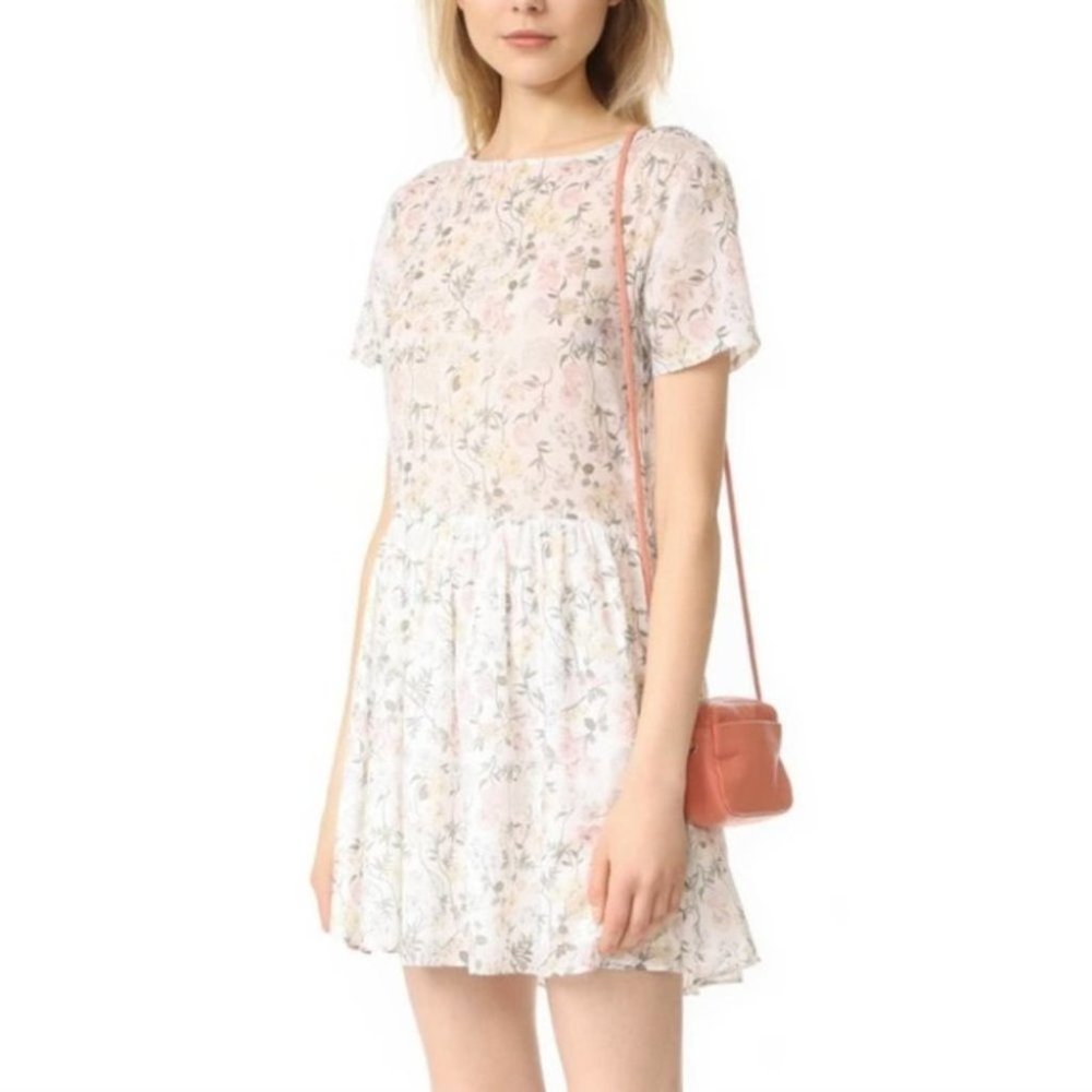 ANINE BING Cotton Babydoll Floral Mini Dress Size Medium